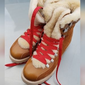 Crew Shoes J Crew Nordic Shearling Trim Lace Up Boot Glazed